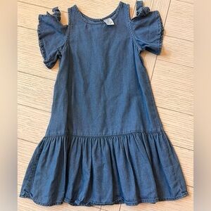 Carters girls 4T denim open shoulder dress w/ ruffle‎ bottom.